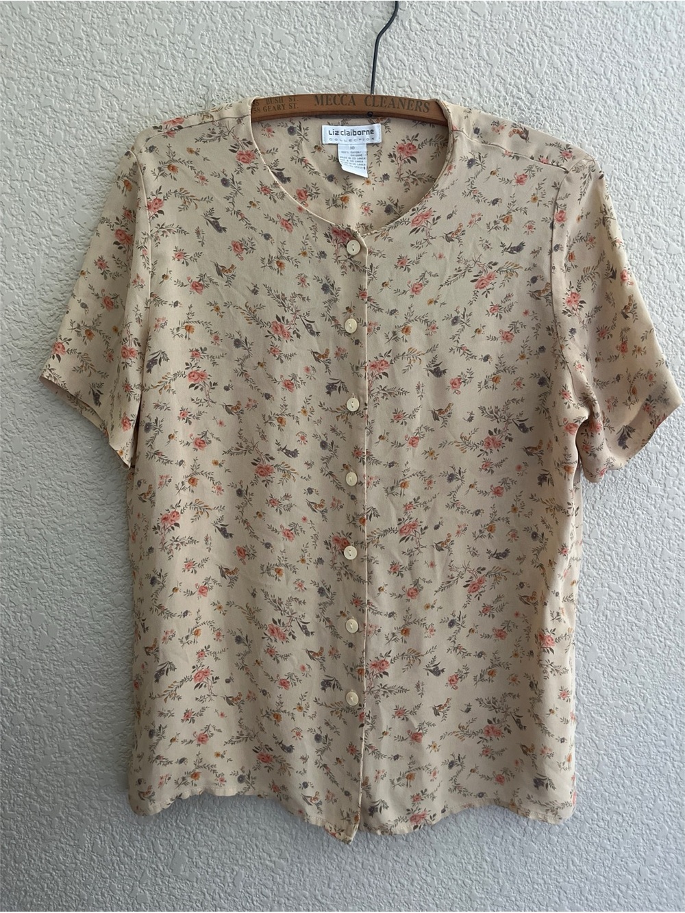 Vintage Liz Claiborne Collection Floral Button Down Blouse Women’s Size 10